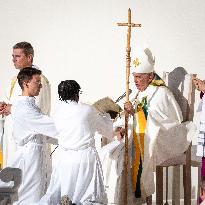 Pope Francis Leads Mass At King Baudouin Stadium - Brussels