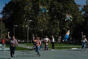 Collective Kite Flight In Santander