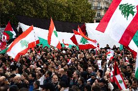 Rally In Paris In Support Of Lebanon And Palestine