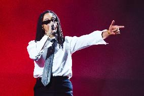 Lazza Performs During The Locura Opera N. 1 Tour In Milan