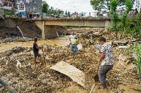 After Flooding Of The Nakhu River In Lalitpur, Nepal.