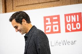 Roger Federer At UNIQLO Press Conference - Paris