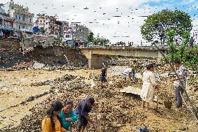 After Flooding Of The Nakhu River In Lalitpur, Nepal.