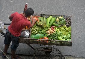 India Economy Vegetable Seller