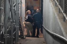 NYPD Crime Scene At Scene Of One Man Fatally Shot And Two Other Men Injured Following A Shooting In The Bedford-Stuyvesant Secti