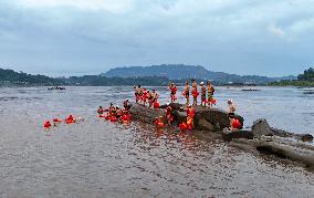 Swimmers Swim in The Yangtze River in Luzhou