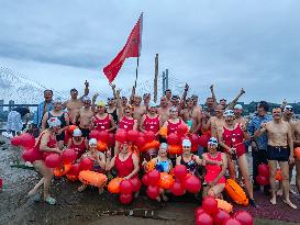 Swimmers Swim in The Yangtze River in Luzhou