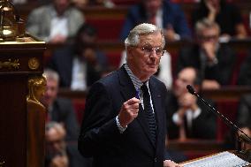 PM Barnier General Political Declaration At National Assembly - Paris