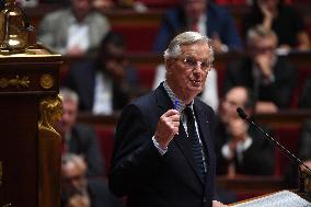 PM Barnier General Political Declaration At National Assembly - Paris