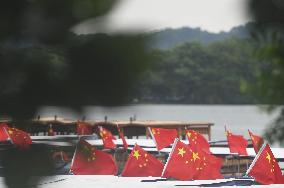 West Lake Flags Fly in Hangzhou