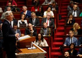 PM Barnier General Political Declaration At National Assembly - Paris