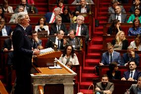 PM Barnier General Political Declaration At National Assembly - Paris