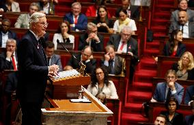 PM Barnier General Political Declaration At National Assembly - Paris