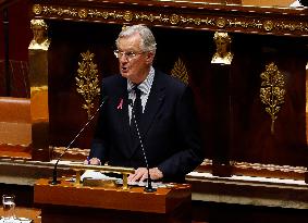 PM Barnier General Political Declaration At National Assembly - Paris