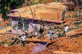 Nakhu River Flooding Damaged Homes In Tikabhairab Region, Lalitpur, Nepal.