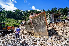 Nakhu River Flooding Damaged Homes In Tikabhairab Region, Lalitpur, Nepal.