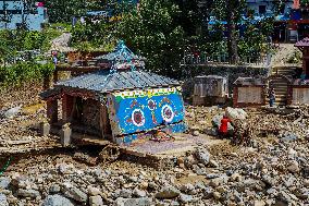 Nakhu River Flooding Damaged Homes In Tikabhairab Region, Lalitpur, Nepal.