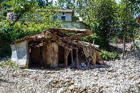 Nakhu River Flooding Damaged Homes In Tikabhairab Region, Lalitpur, Nepal.