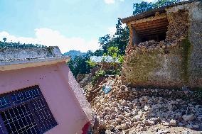 Nakhu River Flooding Damaged Homes In Tikabhairab Region, Lalitpur, Nepal.