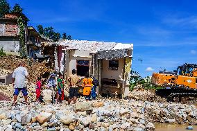 Nakhu River Flooding Damaged Homes In Tikabhairab Region, Lalitpur, Nepal.