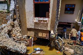 Nakhu River Flooding Damaged Homes In Tikabhairab Region, Lalitpur, Nepal.