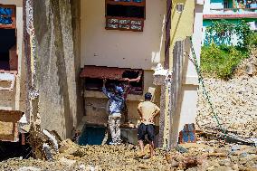 Nakhu River Flooding Damaged Homes In Tikabhairab Region, Lalitpur, Nepal.