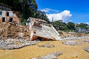 Nakhu River Flooding Damaged Homes In Tikabhairab Region, Lalitpur, Nepal.