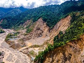 The Aerial View Shows The Flood-affected Tikabhairab Region Of Southern Lalitpur, Nepal