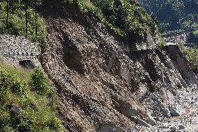 Flood And Landslide Destroys BP Highway In Nepal