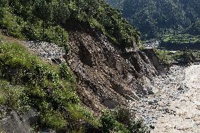 Flood And Landslide Destroys BP Highway In Nepal