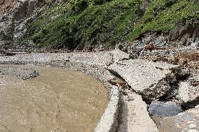 Flood And Landslide Destroys BP Highway In Nepal