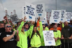 Port Strike Demonstration At Maher Terminals In Elizabeth New Jersey