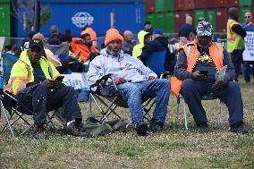 Port Strike Outside APM Terminals In Elizabeth New Jersey