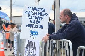 Port Strike Outside APM Terminals In Elizabeth New Jersey