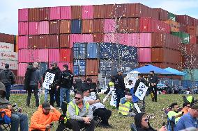 Port Strike Outside APM Terminals In Elizabeth New Jersey