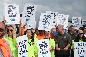 Port Strike Demonstration At Maher Terminals In Elizabeth New Jersey