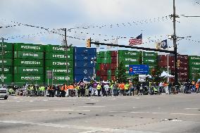 Port Strike Outside APM Terminals In Elizabeth New Jersey