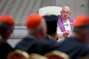 Pope Francis Attends A Vigil Prayer In St. Peter's Basilica Ahead Of The Start Of The Synod Of Bishops 16th General Assembly, At