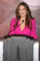 Elizabeth Hurley Lights ESB In Honor Of Breast Cancer Awareness - NYC