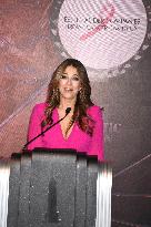 Elizabeth Hurley Lights ESB In Honor Of Breast Cancer Awareness - NYC