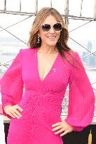 Elizabeth Hurley Lights ESB In Honor Of Breast Cancer Awareness - NYC