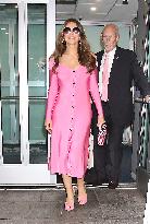 Elizabeth Hurley Lights ESB In Honor Of Breast Cancer Awareness - NYC