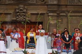 Claudia Sheinbaum First Female Mexico's President  Baton Of Command Ceremony