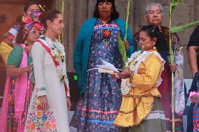 Claudia Sheinbaum First Female Mexico's President  Baton Of Command Ceremony