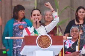 Claudia Sheinbaum First Female Mexico's President  Baton Of Command Ceremony