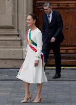 Claudia Sheinbaum Sworn In As Mexico's First Woman President And Receives Baton In Mexico City's Zocalo