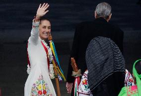 Claudia Sheinbaum Sworn In As Mexico's First Woman President And Receives Baton In Mexico City's Zocalo