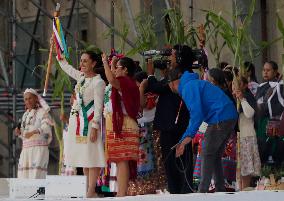 Claudia Sheinbaum Sworn In As Mexico's First Woman President And Receives Baton In Mexico City's Zocalo