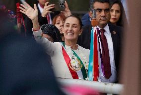 Claudia Sheinbaum Sworn In As Mexico's First Woman President And Receives Baton In Mexico City's Zocalo