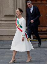 Claudia Sheinbaum Sworn In As Mexico's First Woman President And Receives Baton In Mexico City's Zocalo